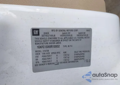 2008 GMC Yukon Slt z USA, uszkodzony, nr VIN 1GKFC13068R100652